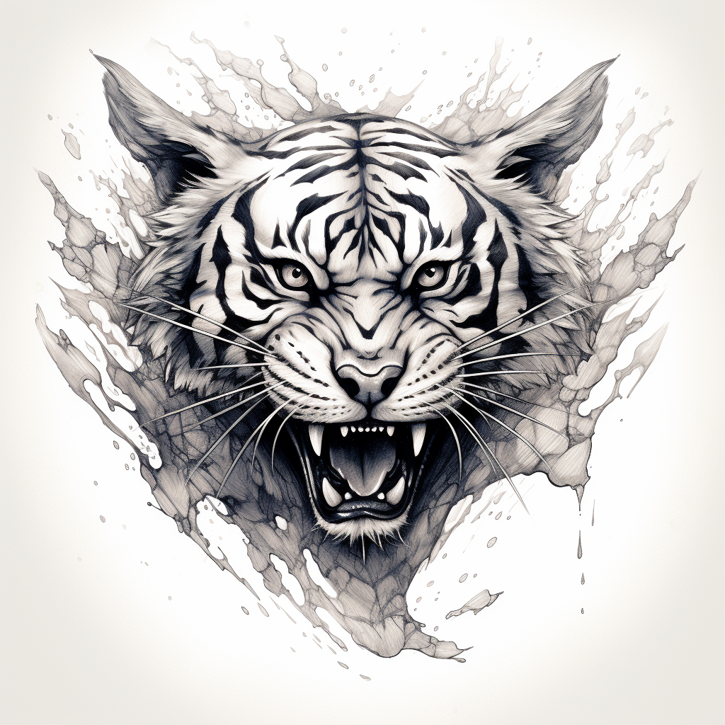 Black and White Flying Tiger Tattoo