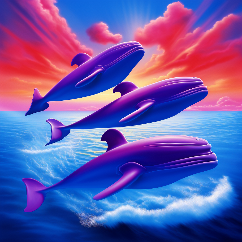 Beautiful flying whales in the sky