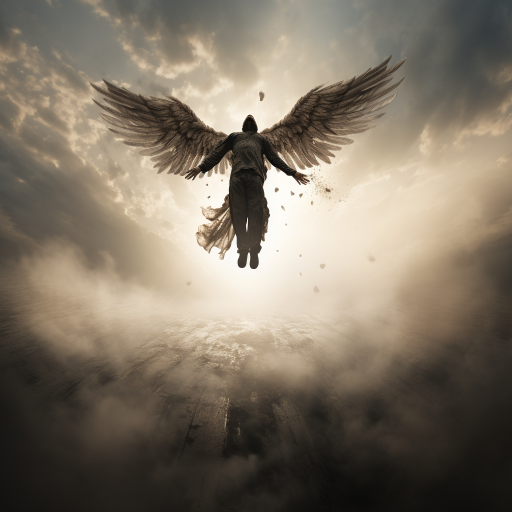 Image of a person with wings flying