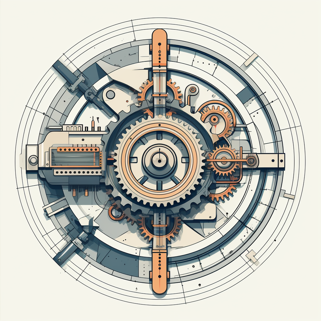 Flat vector image of a flywheel and neural network