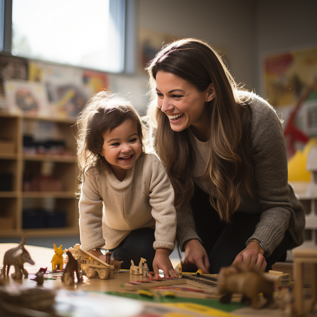 Behavior analyst guiding child's progress