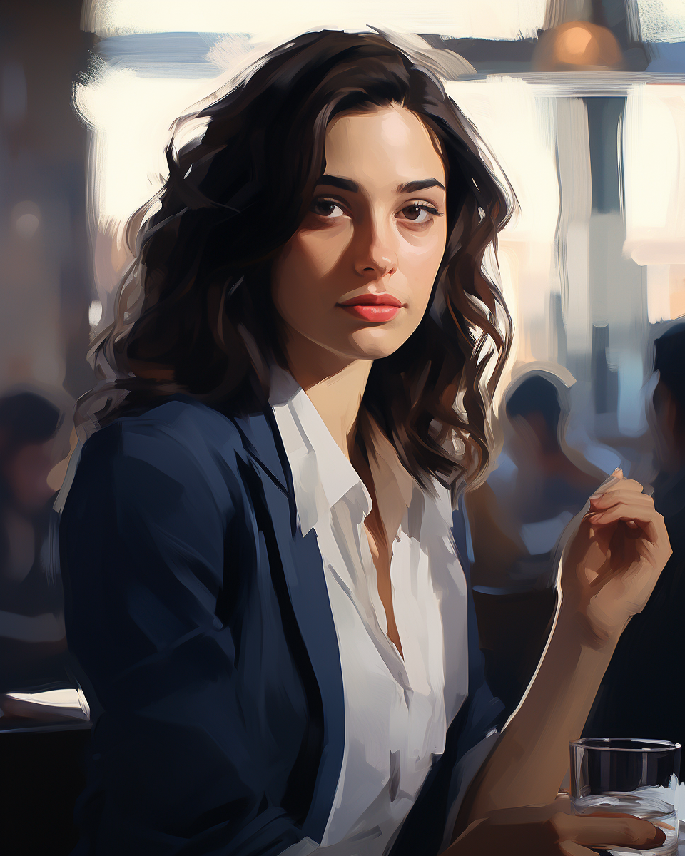 Focused business woman in impressionism style