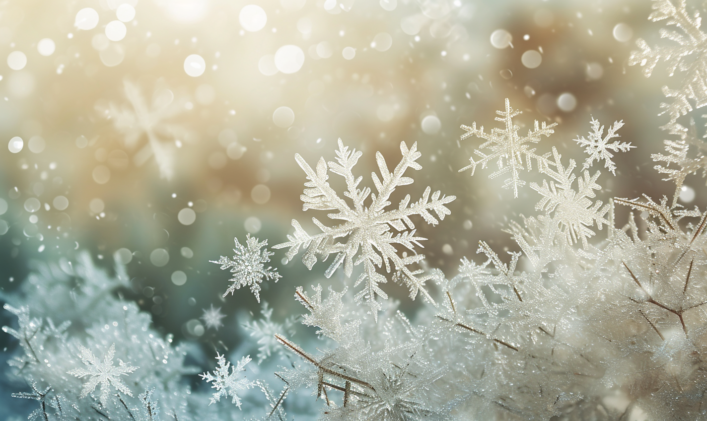 Delicate Christmas background with white snowflakes