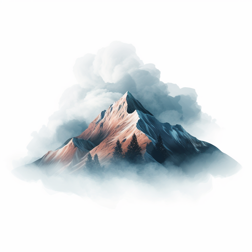 Foggy Mountain in Minimalistic Style