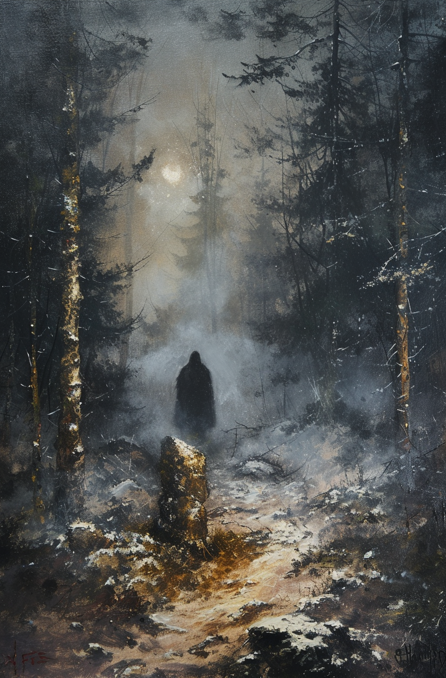 Foggy Northern Forest Priest Pagan Ritual