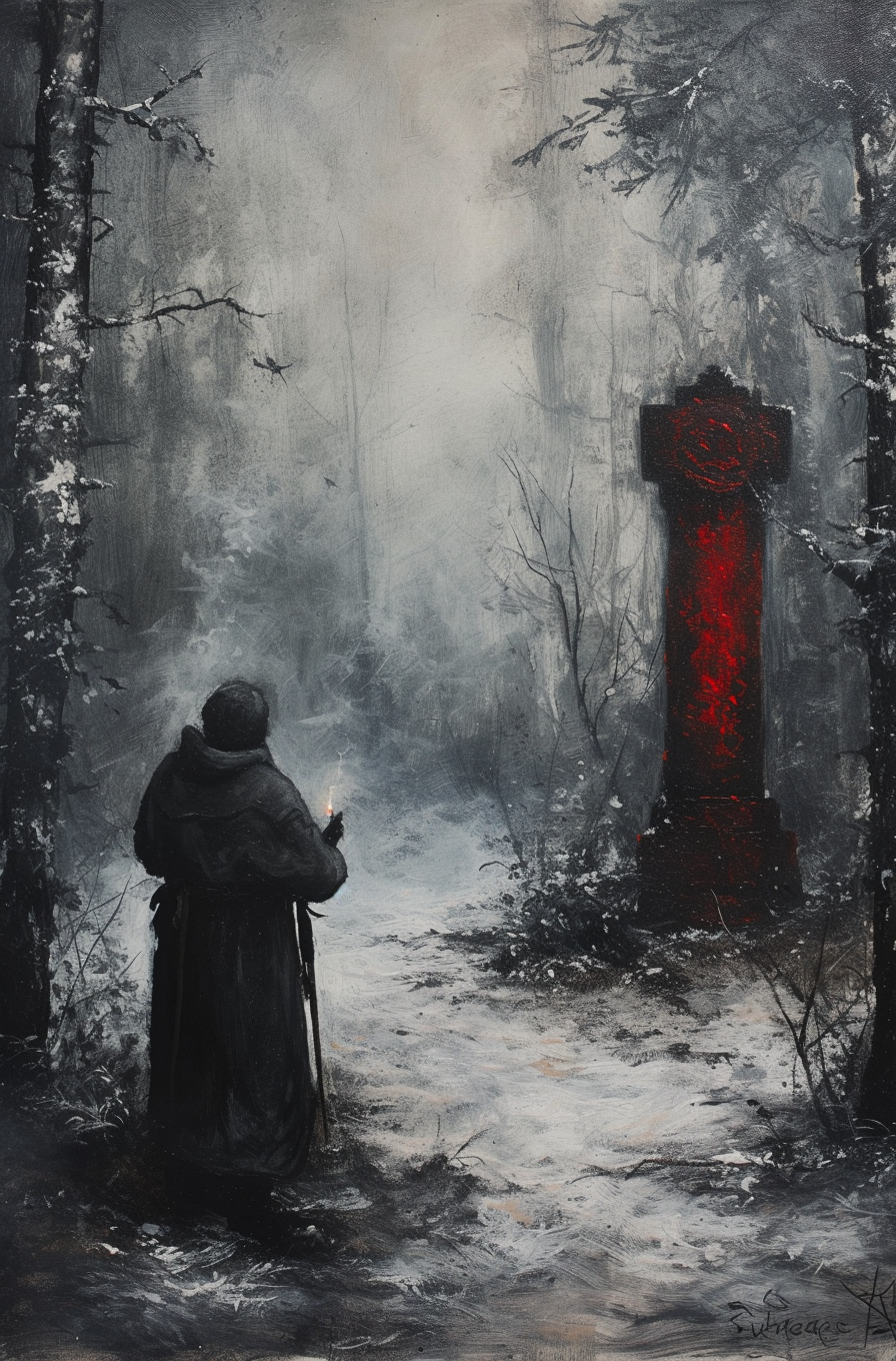 Priest in Foggy Northern Forest