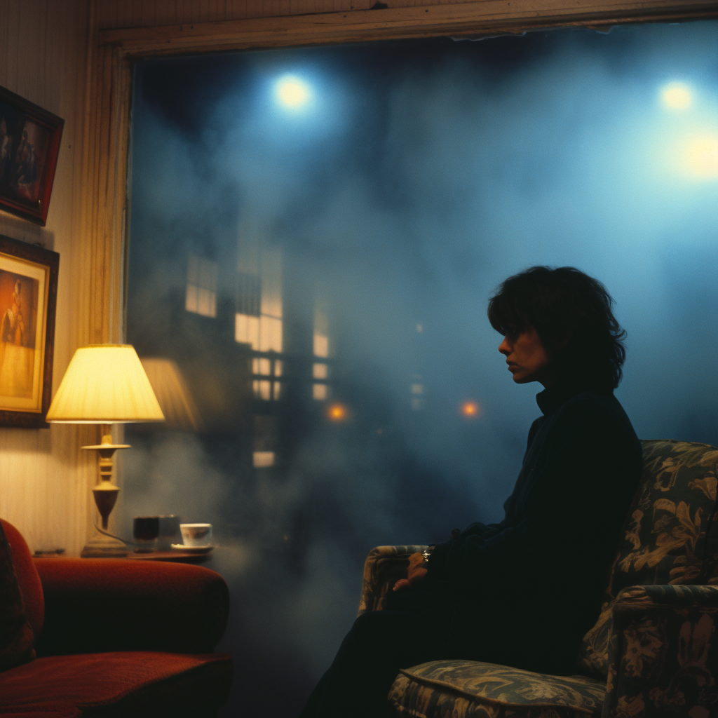 Woman in a mystical foggy room