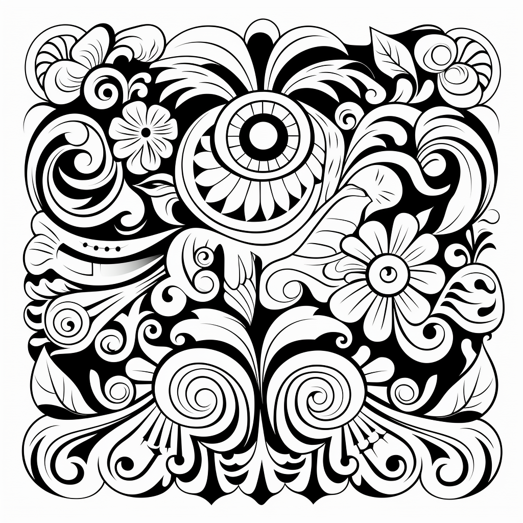 Folk Painting Coloring Page Adults