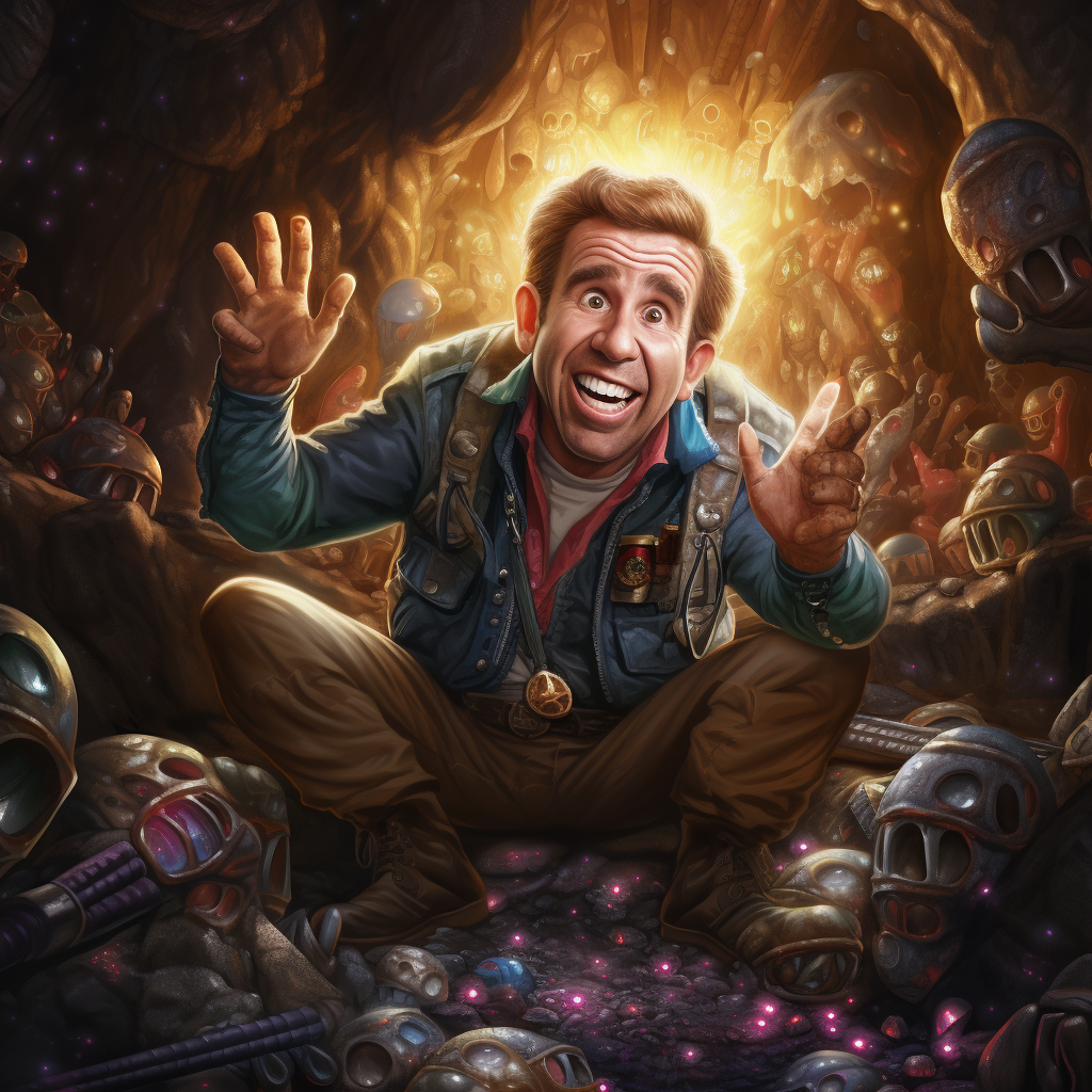 The Fonz in a dwarf battlesuit with pickaxe