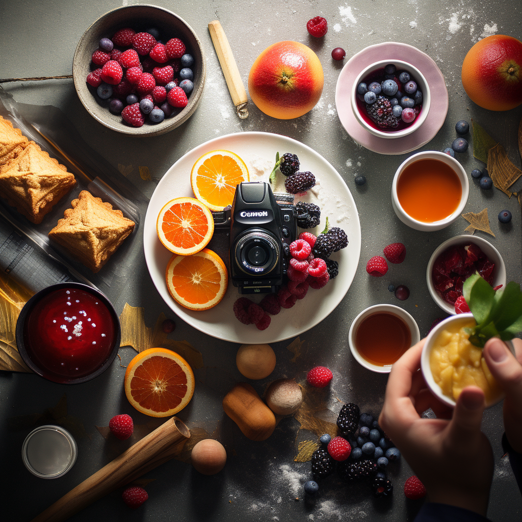 Illustration of a food photographer capturing culinary delights