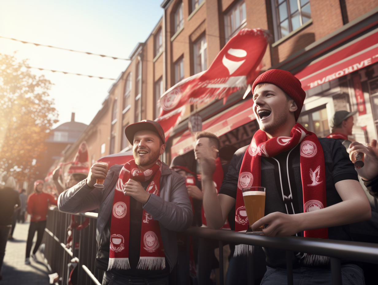 Dedicated football fans cheering for their team