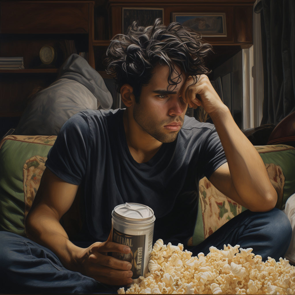 Football Player Brushing Hair and Eating Popcorn