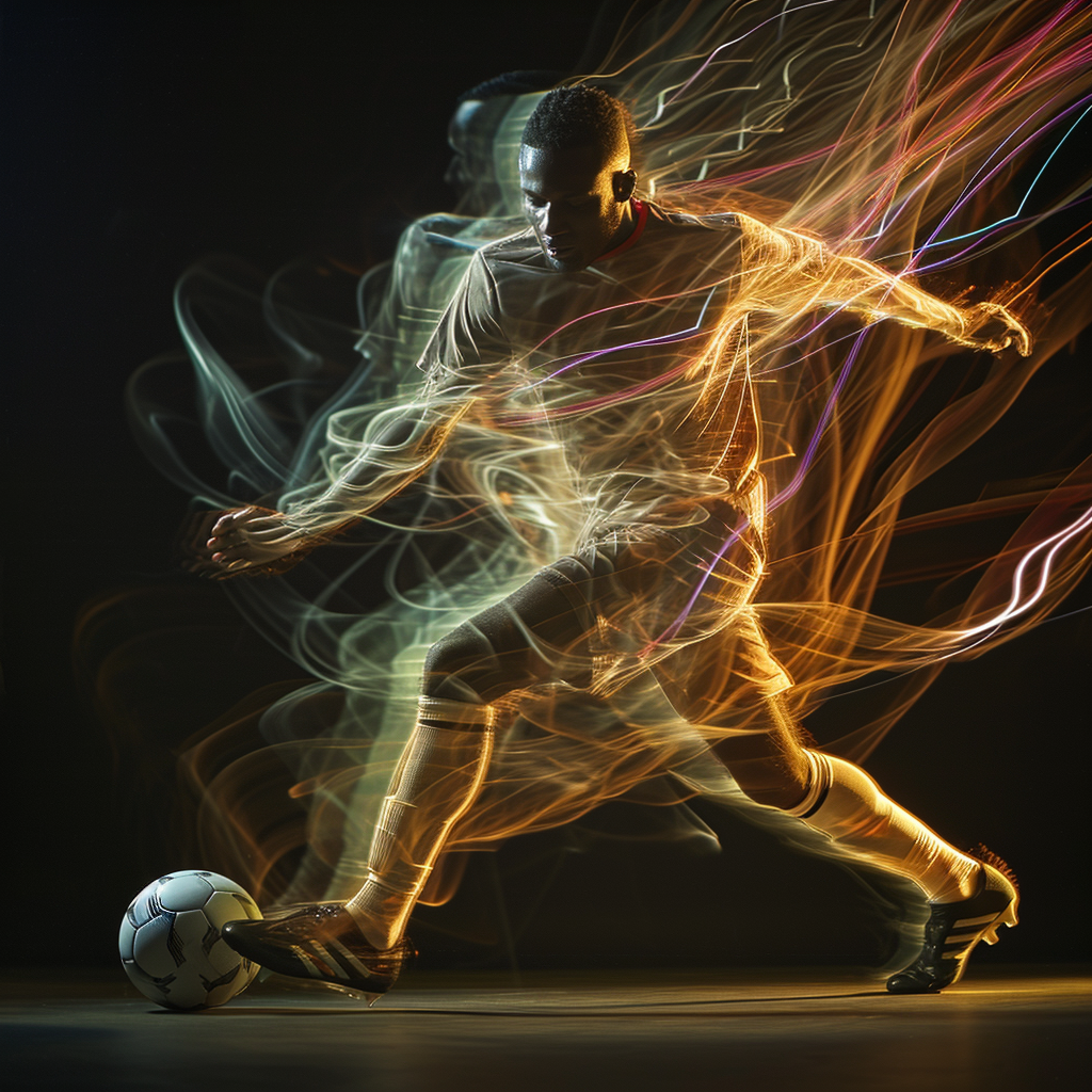 Dynamic football player studio shot with key light