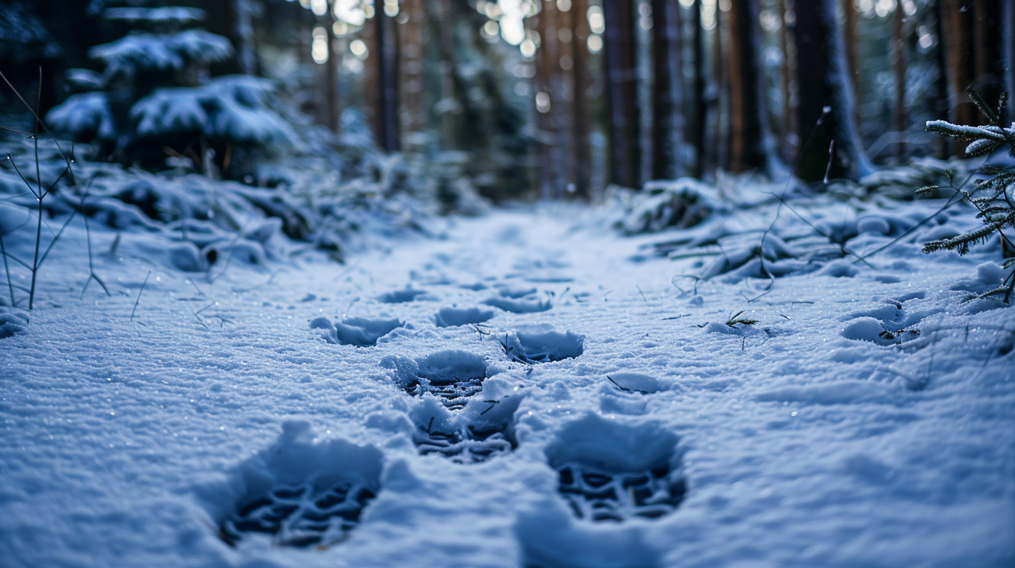 Group of footprints on trail