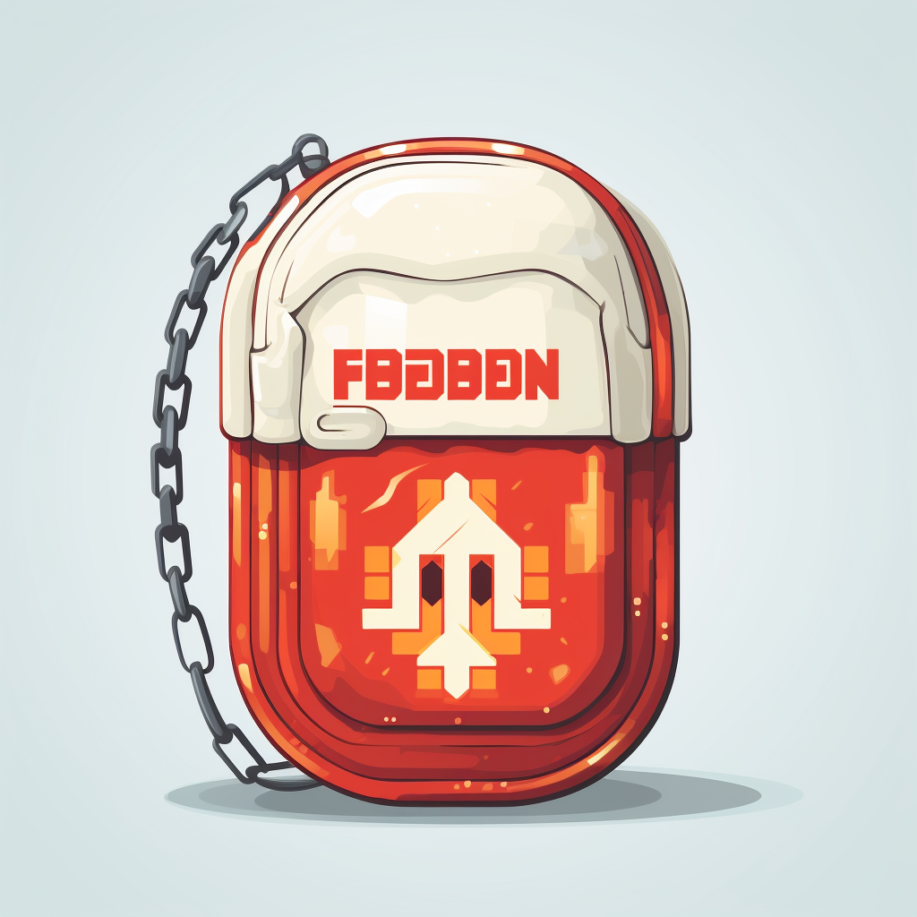 Colorful forbidden money bag in 8-bit video game style