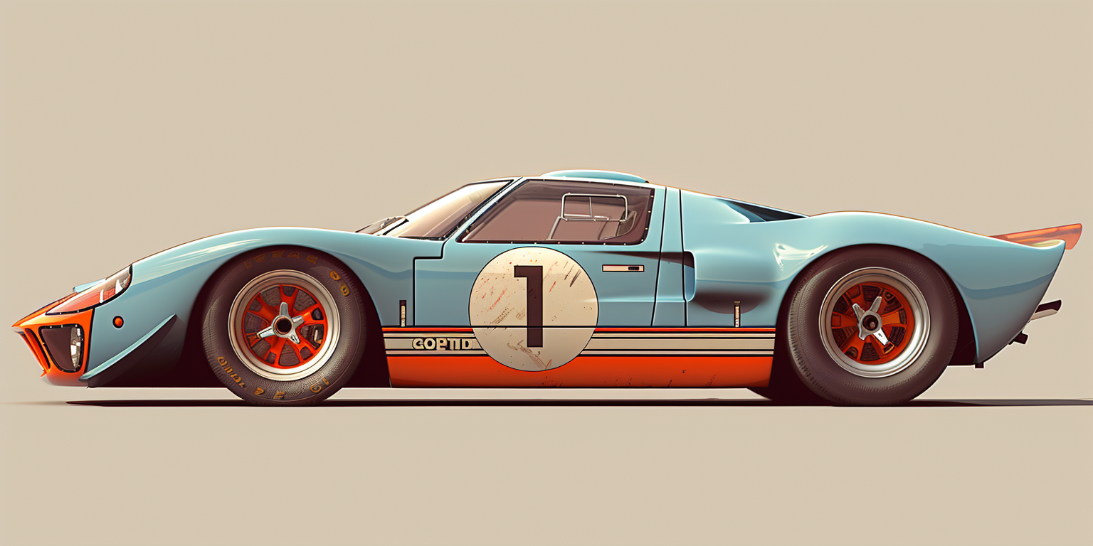 Ford GT40 1966 Gulf Comic Style Side View