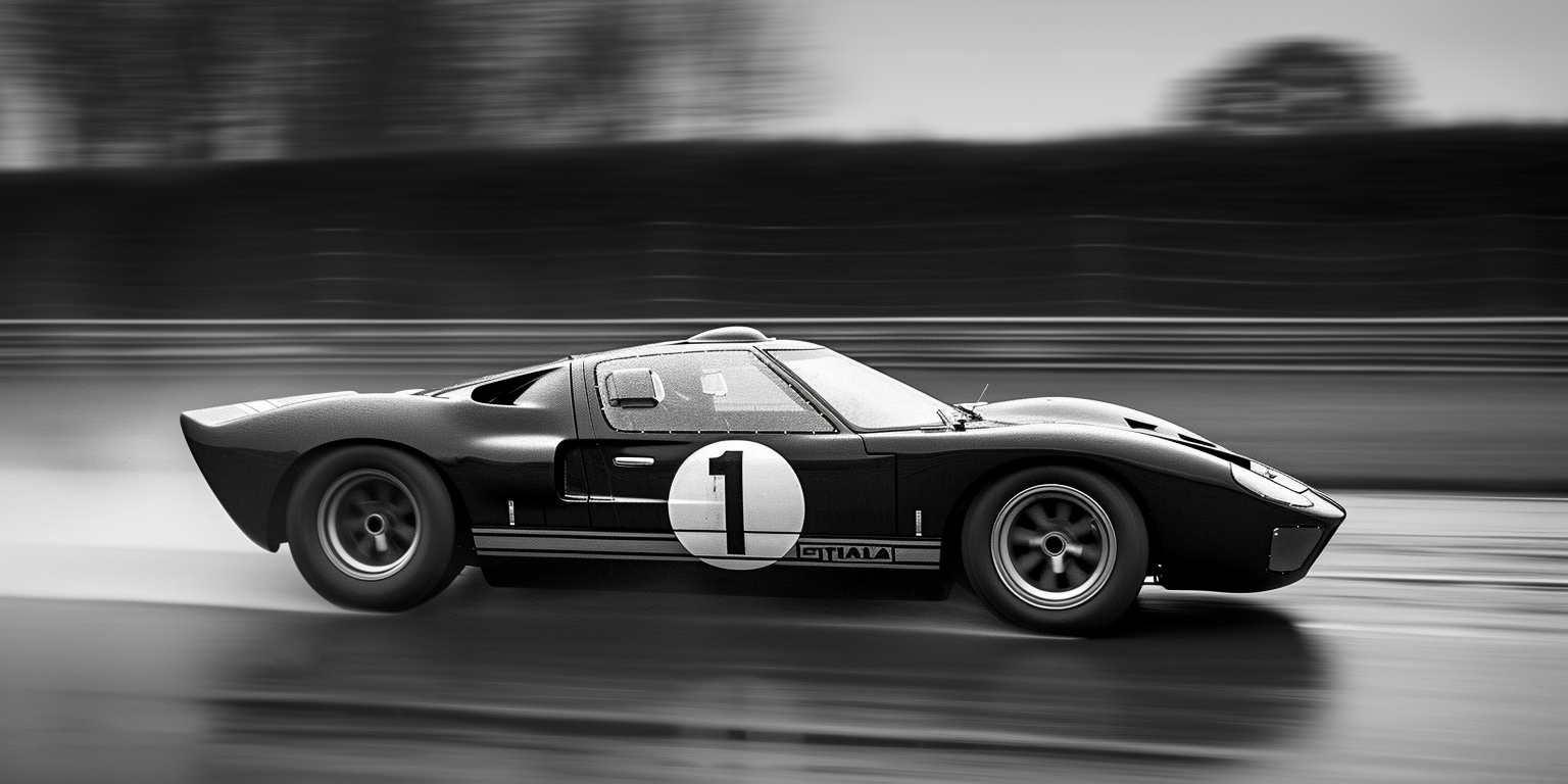 Ford GT40 1966 Racing in B&W