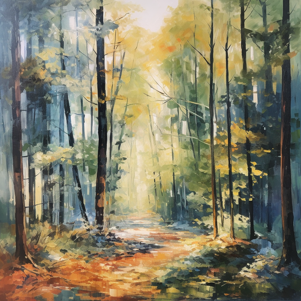 Abstract forest painting on canvas