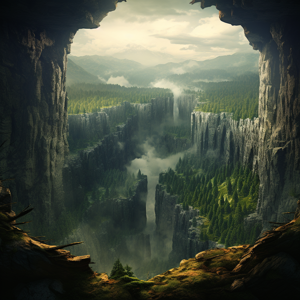 A breathtaking forest chasm surrounded by nature