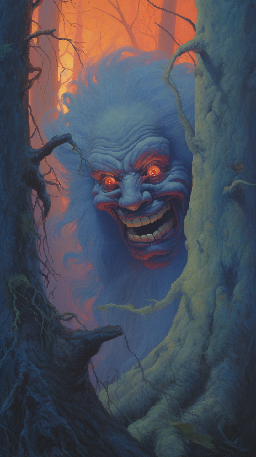 Close-up of a Nightmarish Troll in a Retro Forest