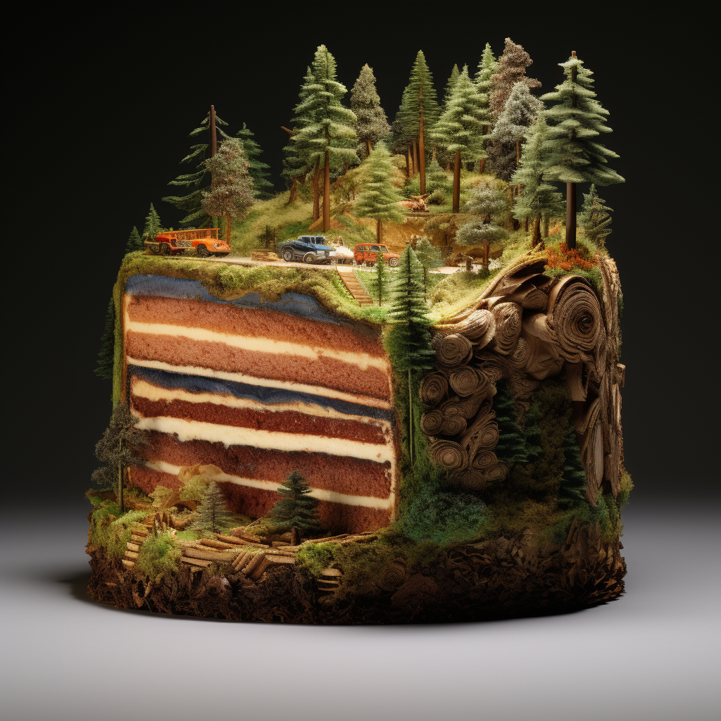 Forest cross section cake