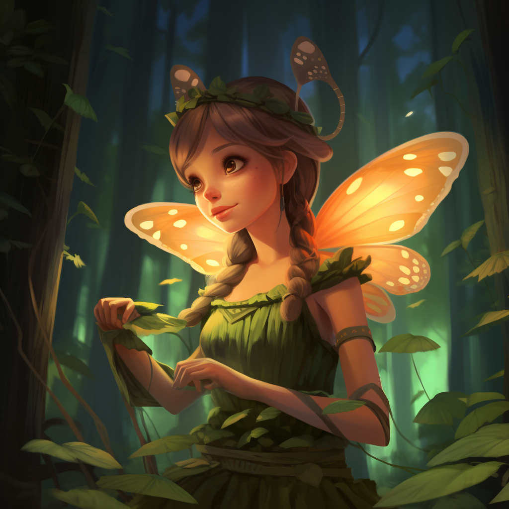 Cute forest fairy in cartoon style