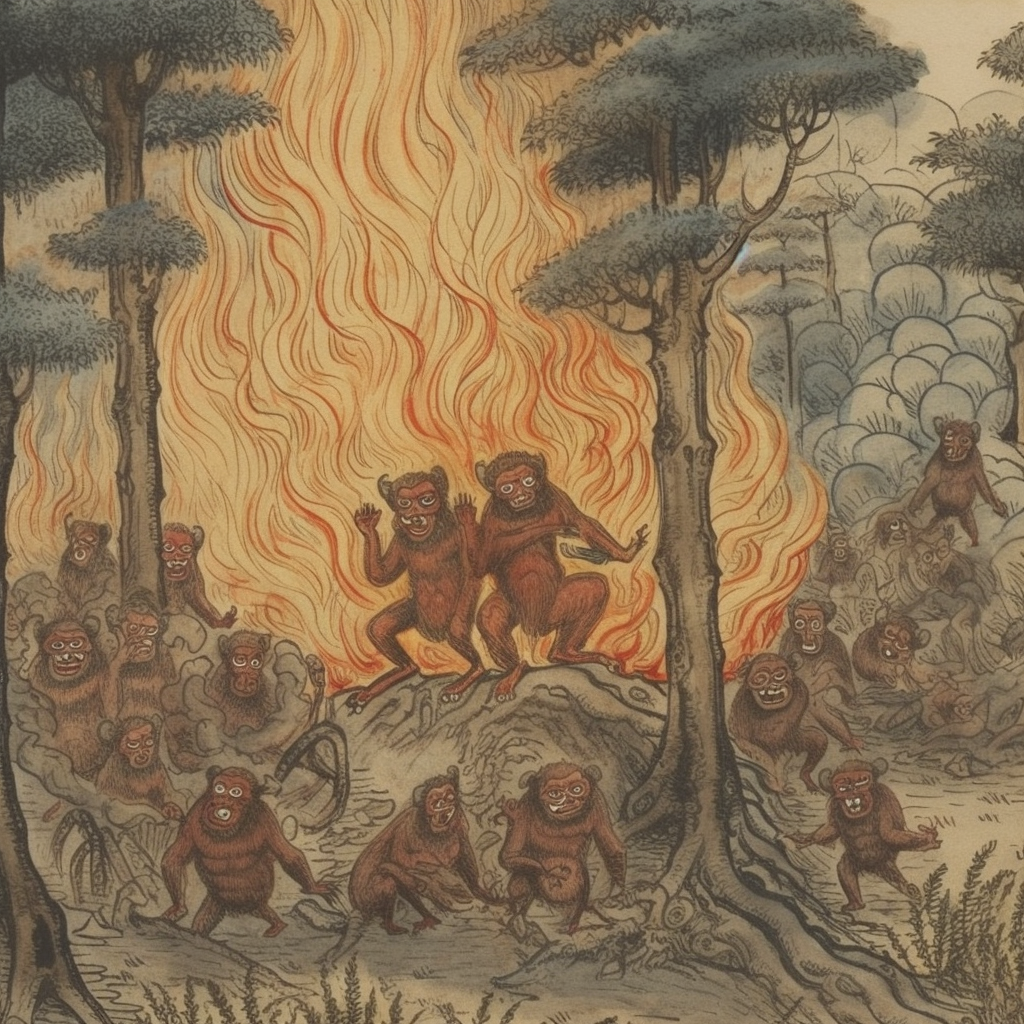 Image of Monkey God in Forest Fire