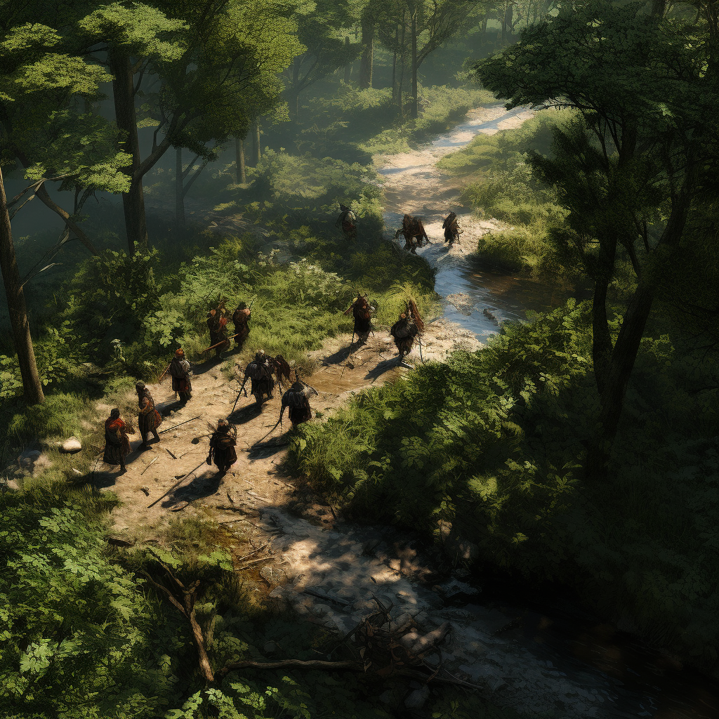 Bird's Eye View of Forest Hunters