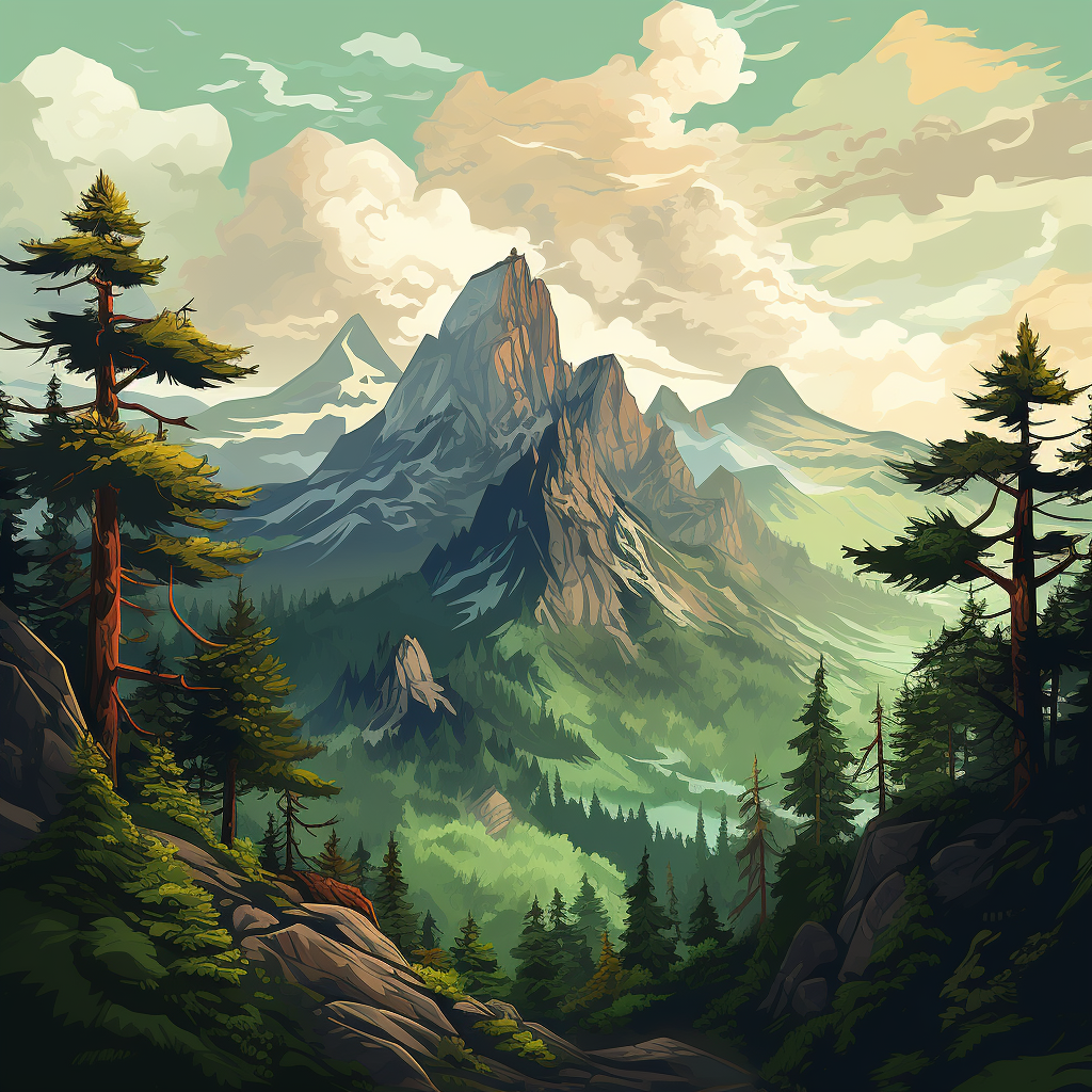 Forest mountain illustration