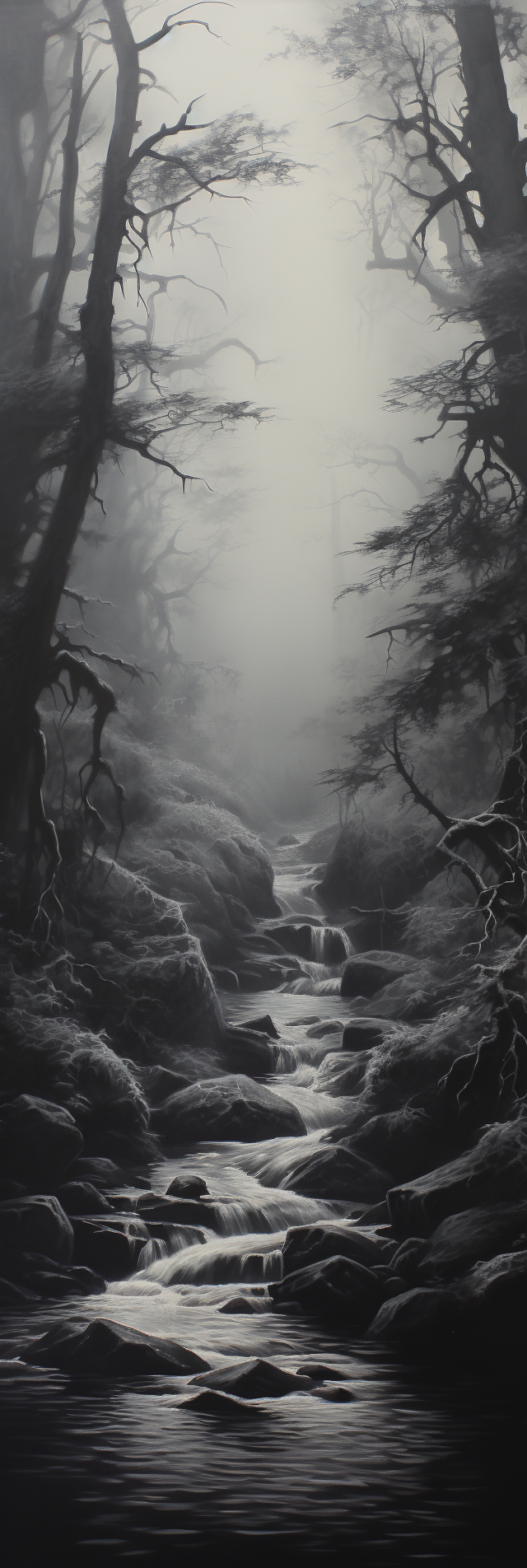 Mystical forest stream painting