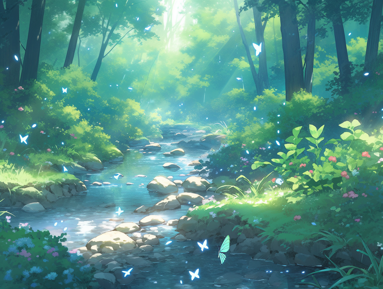 Captivating forest stream with wide sky