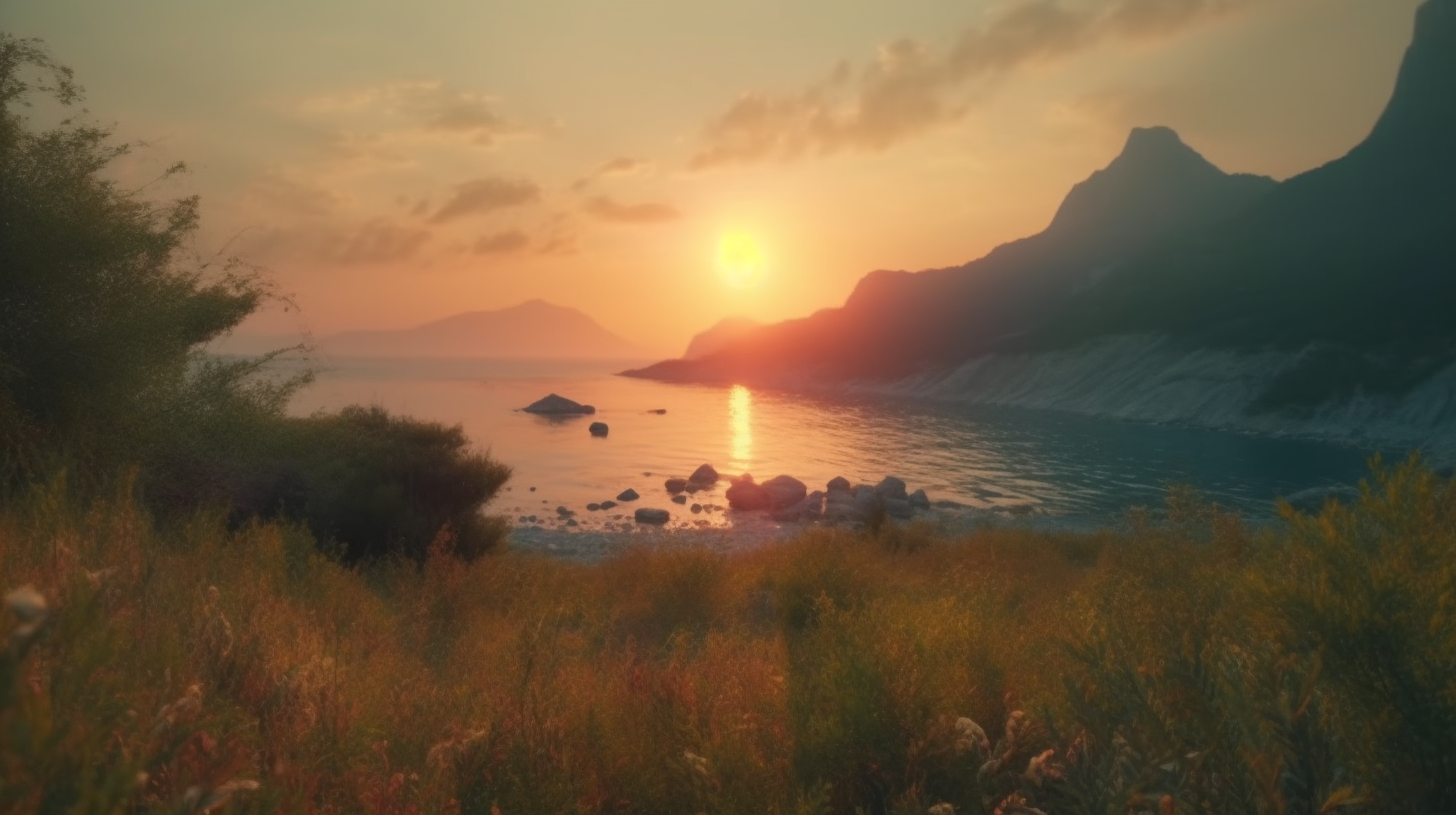 Stunning cinematic forest sunset by the sea