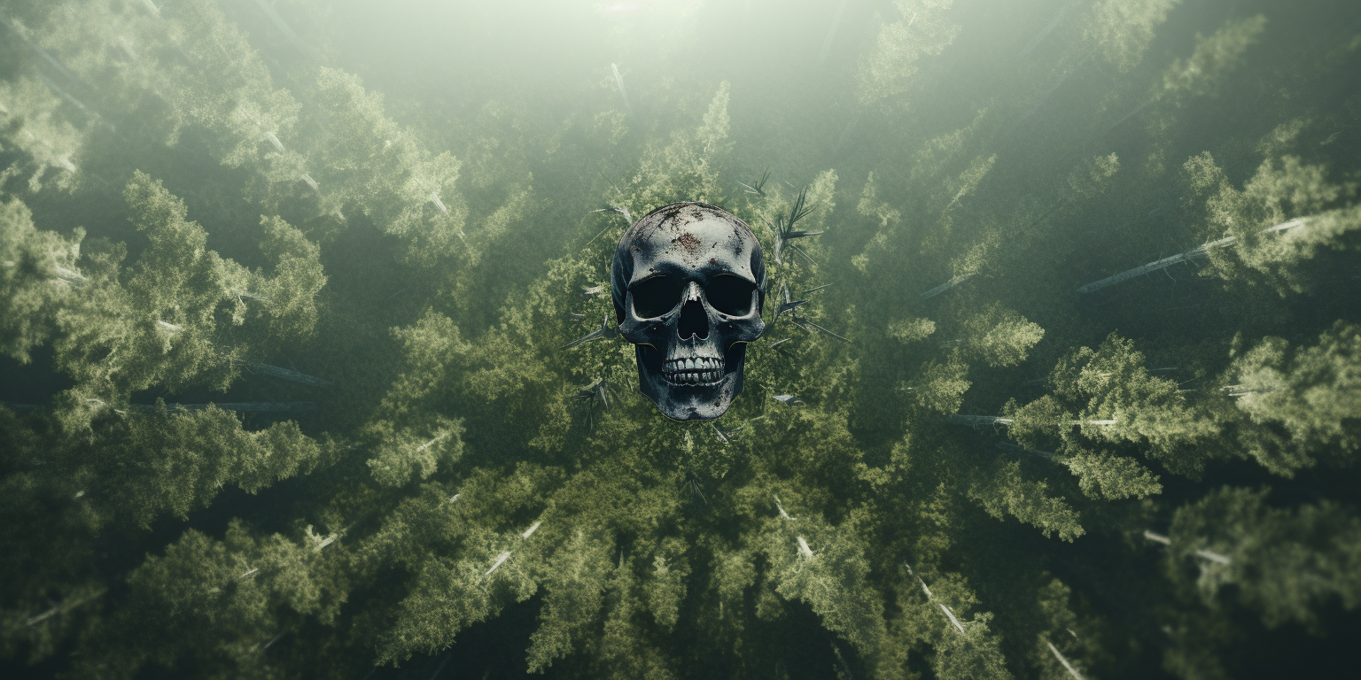 Aerial View of Forest Skull Illusion