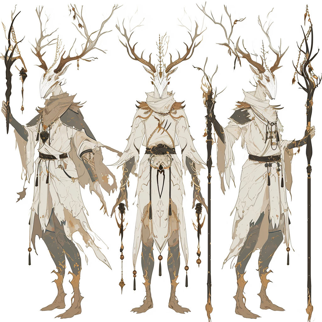 Forest Wizard with Deer Guardian Staff