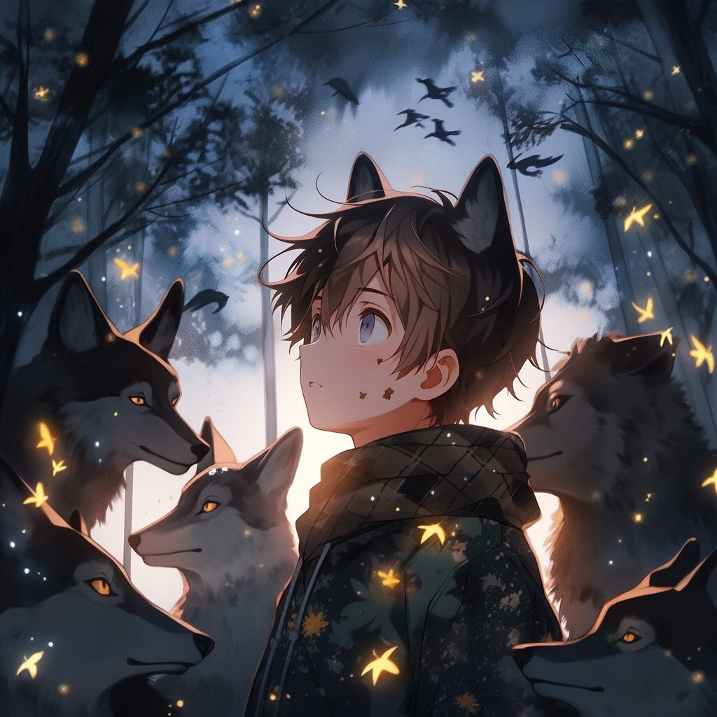 Teenage boy exploring magical forest