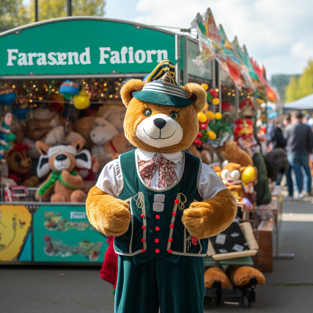 Inviting carnival worker at forest game booth