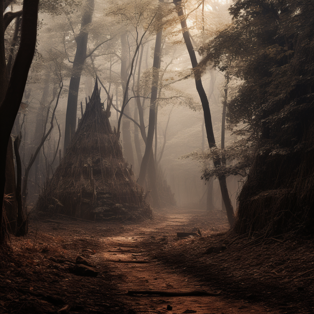 Tranquil forest scene with dust particles