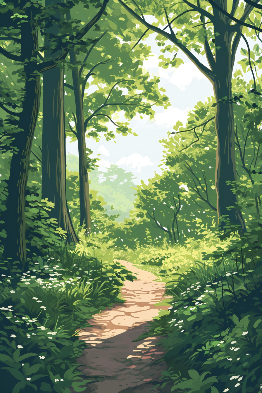 Forest Path in Clear Sky