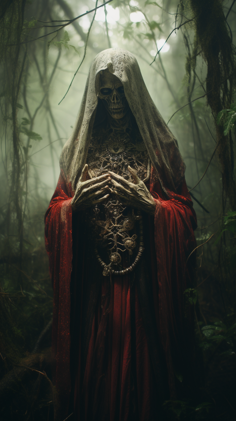 Scary Santa Muerte in the Forest