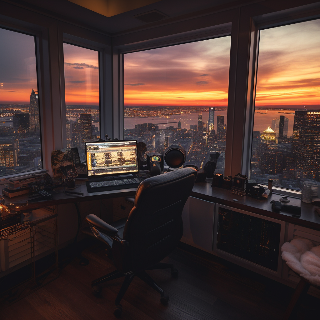 Forex trader enjoying sunset view