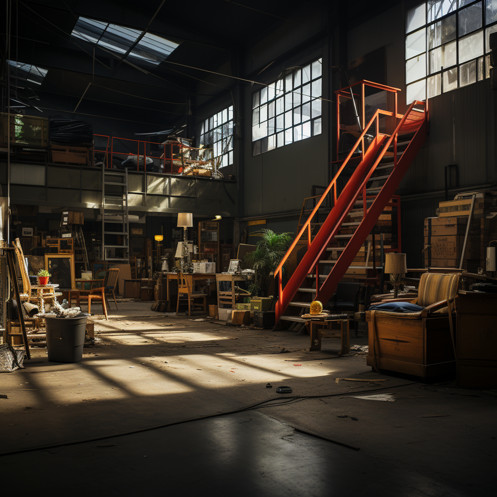 Realistic forklift in warehouse