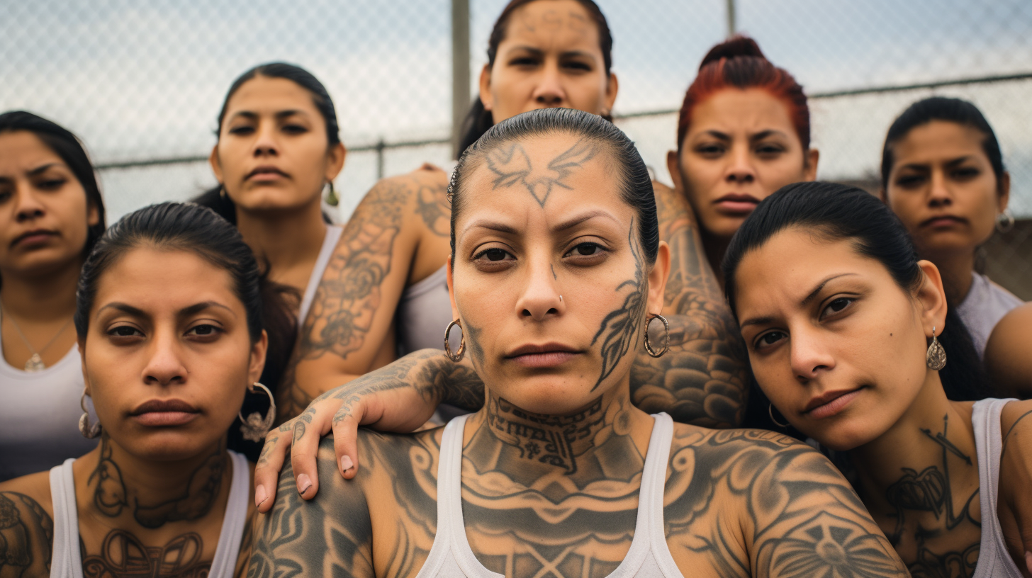 Tatooed women in Latin American prison