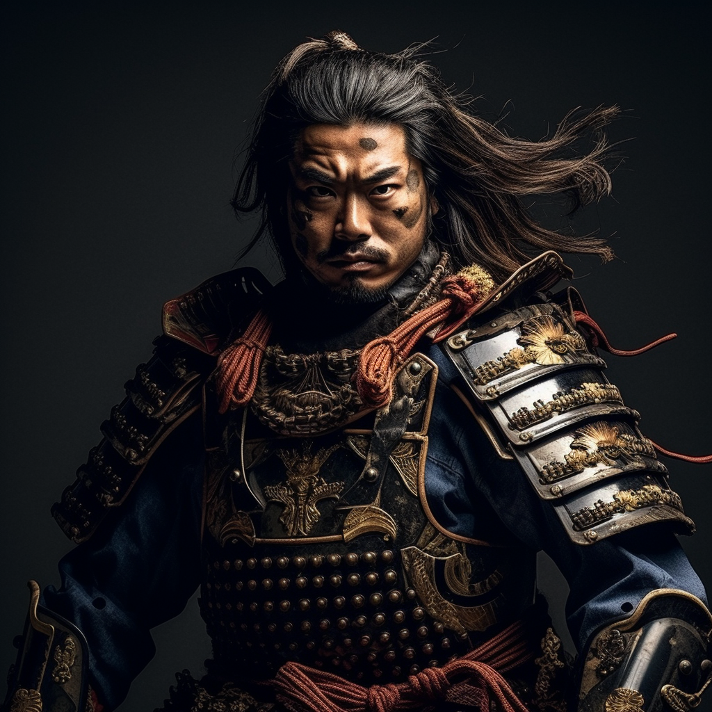 Powerful Samurai in Traditional Armor