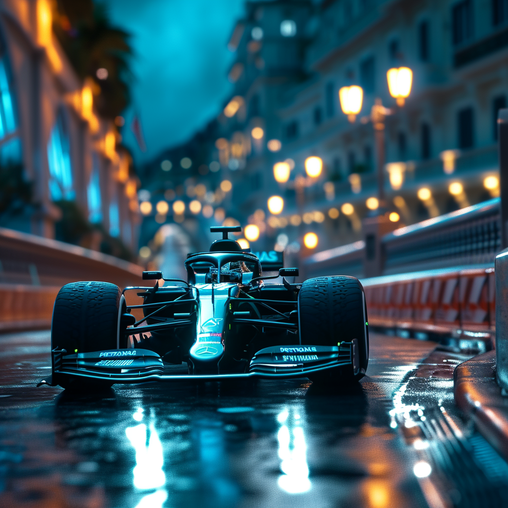 Pixcar Black Teal Formula One Mercedes Benz in Monaco