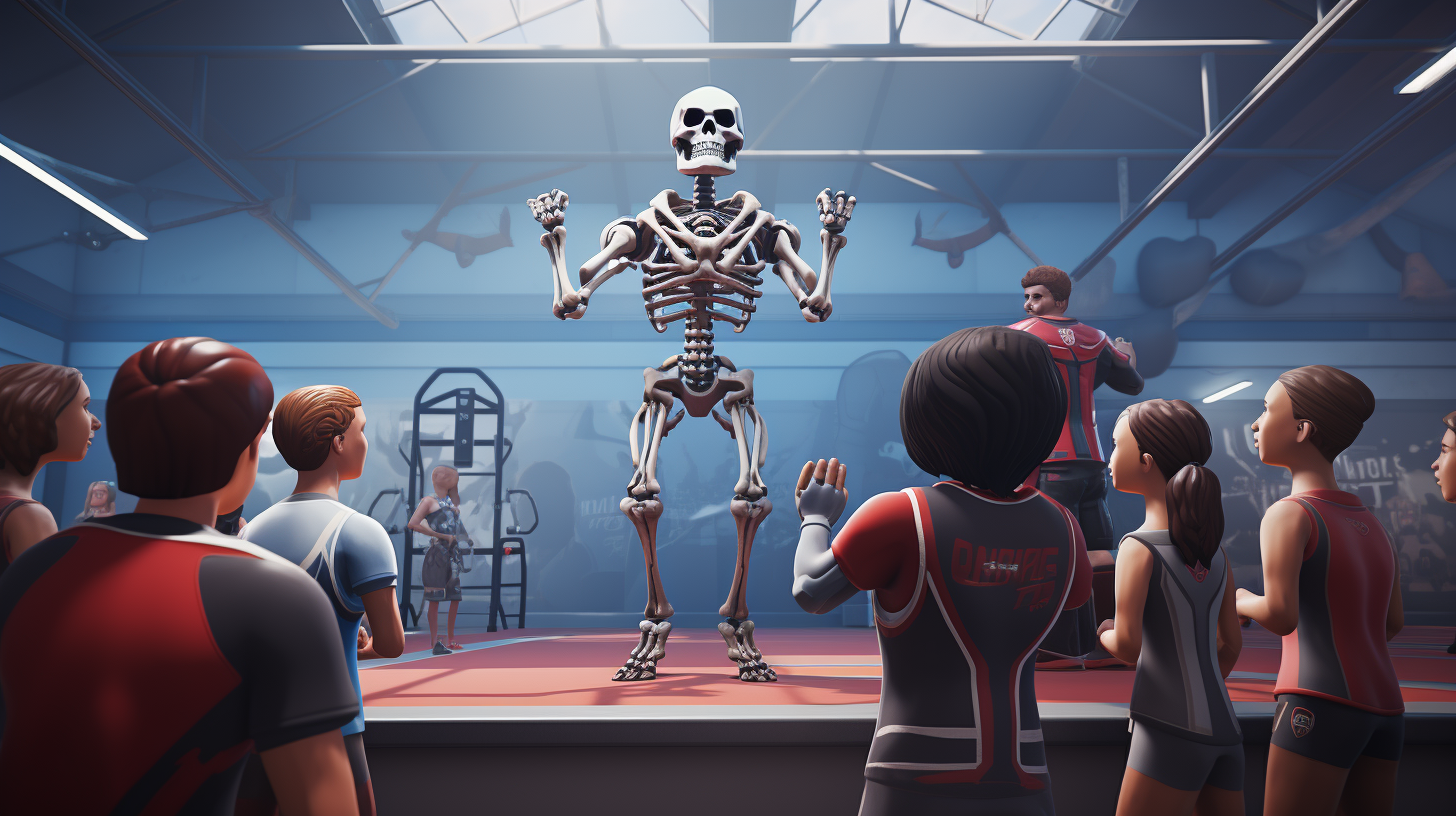 Fortnite Skull Trooper teaching gym class