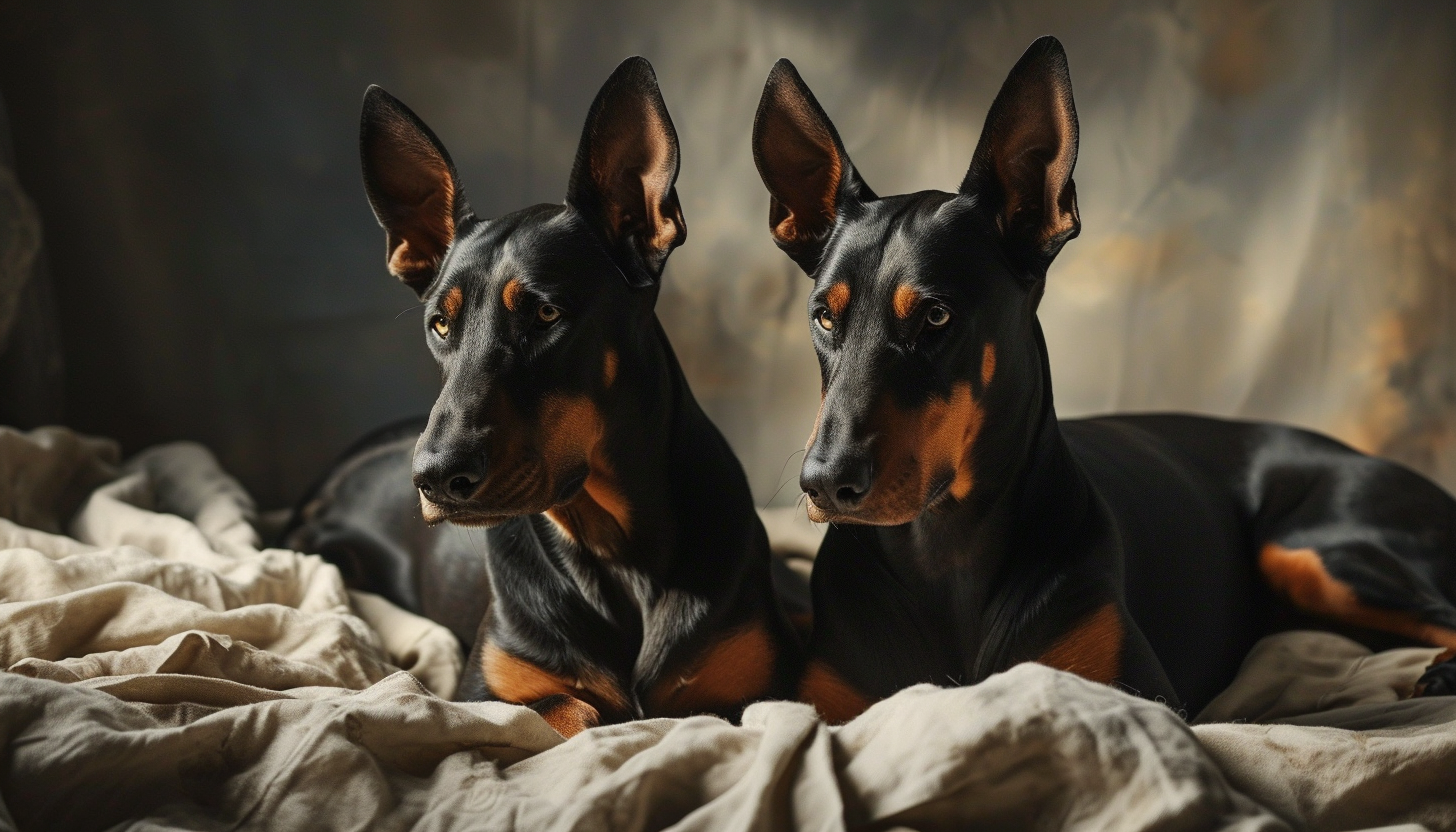 Two Doberman Dogs in Fotorealistic Style