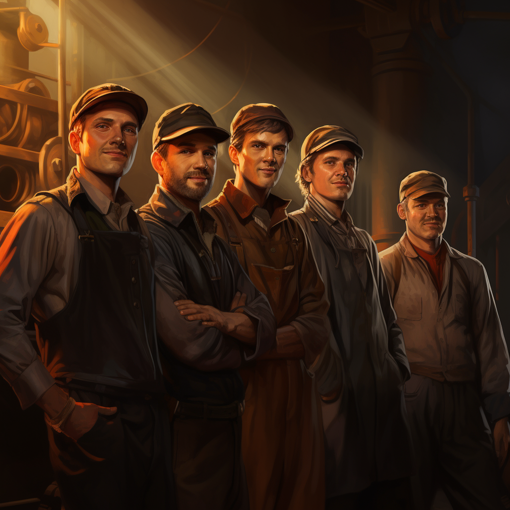 Photorealistic Foundry Workers in DUNE Style