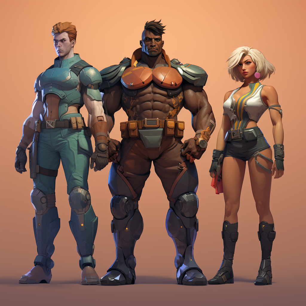 Concept Art of Four Heroes Posing