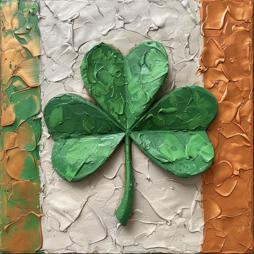 Four Leaf Clover on Irish Flag