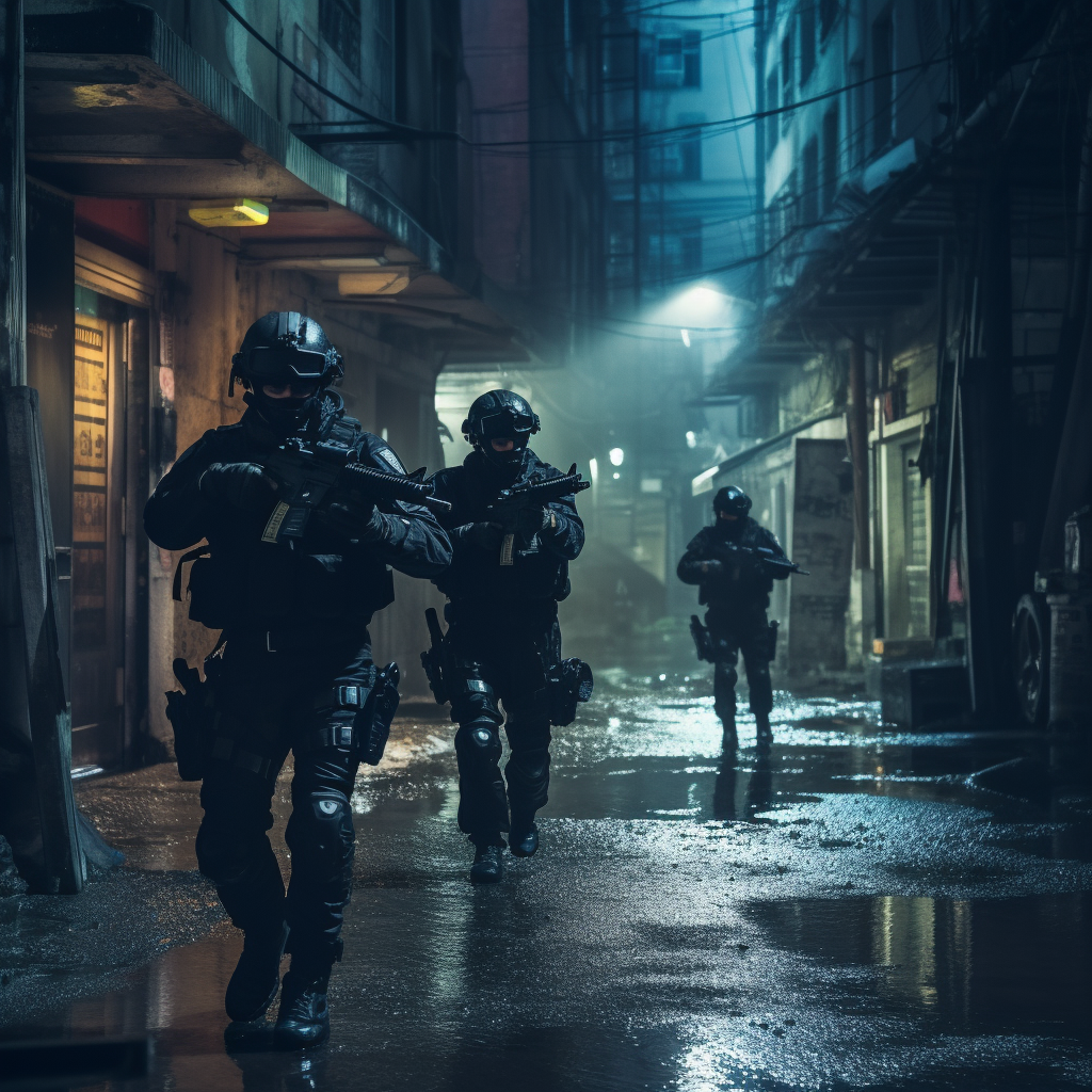 SWAT Team Conducting Night Operation